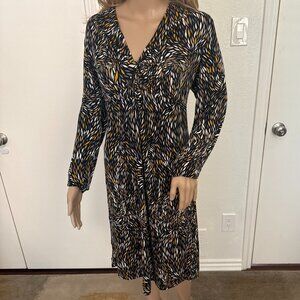 Tory Birch V Neck Long Sleeve dress sz L multicolor
